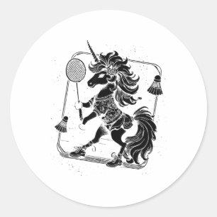 Badminton Player Shuttle Runder Aufkleber