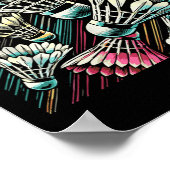 Badminton Player Shuttle Vibrant Design  Poster (Ecke)