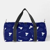 Badminton Player Shuttlecock Gemustert Mit Monogra Duffle Bag (Rückseite)
