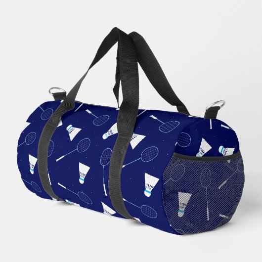 Badminton Player Shuttlecock Gemustert Mit Monogra Duffle Bag (Rechte Ecke)