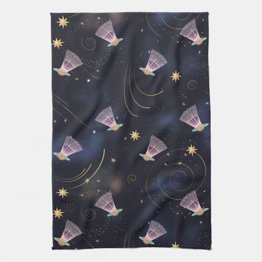 Badminton Player Shuttlecock Space Shuttle Summer Geschirrtuch (Vertikal)