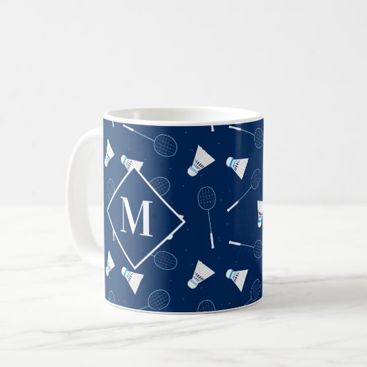 Badminton Player Shuttlecocks Pattern Moogram Kaffeetasse (Vorderseite Links)