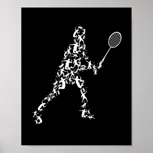 Badminton Player Silhouette Shuttlecock-Schläger Poster (Vorne)