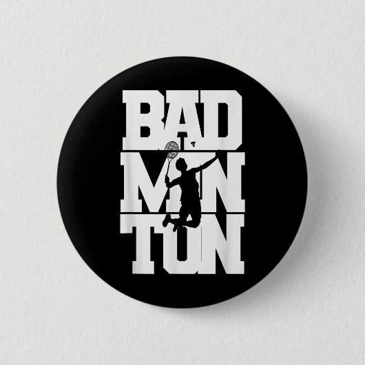 Badminton Player Smashing Shuttle Birdie Badminton Button (Vorderseite)
