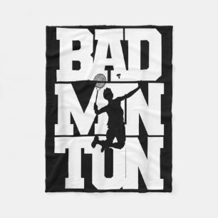 Badminton Player Smashing Shuttle Birdie Badminton Fleecedecke