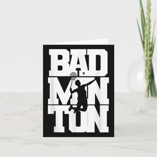 Badminton Player Smashing Shuttle Birdie Badminton Karte (Vorderseite)