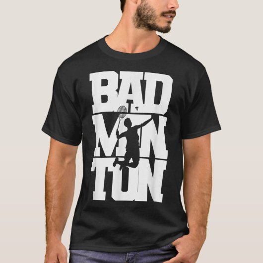 Badminton Player Smashing Shuttle Birdie Badminton T-Shirt (Vorderseite)