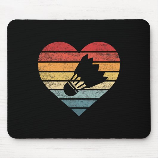 Badminton Player spendet Retro Sunset Shuttle Bird Mousepad (Vorne)