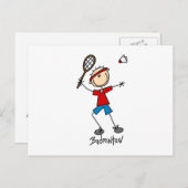 Badminton Player T - Shirt und Geschenke Postkarte (Vorne/Hinten)