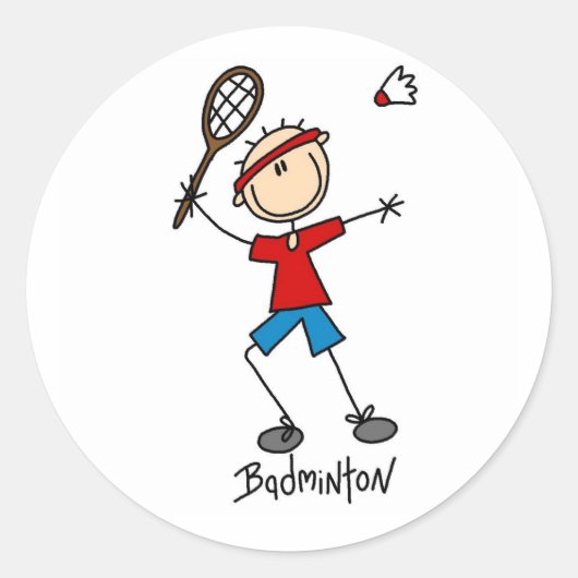 Badminton Player T - Shirt und Geschenke Runder Aufkleber (Vorderseite)