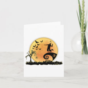 Badminton Player und Mond Silhouette Halloween Cos Karte