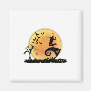 Badminton Player und Mond Silhouette Halloween Cos Magnet