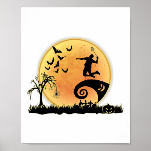 Badminton Player und Mond Silhouette Halloween Cos Poster