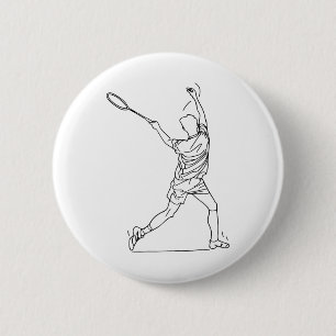 Badminton Player Zeichne Shuttlespiel für Jungen Button