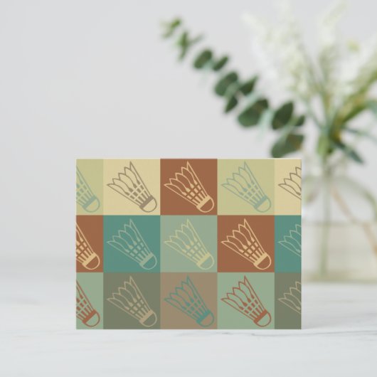 Badminton Pop Art Postkarte (Stehend Vorderseite)