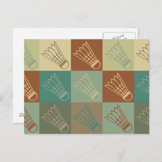 Badminton Pop Art Postkarte (Vorne/Hinten)