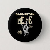 Badminton Punk Rock'n'Roll Racket Shuttle Sport Button (Vorderseite)