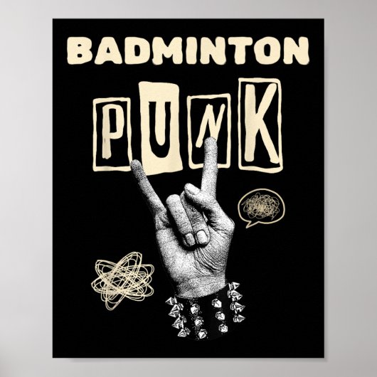 Badminton Punk Rock'n'Roll Racket Shuttle Sport Poster (Vorne)