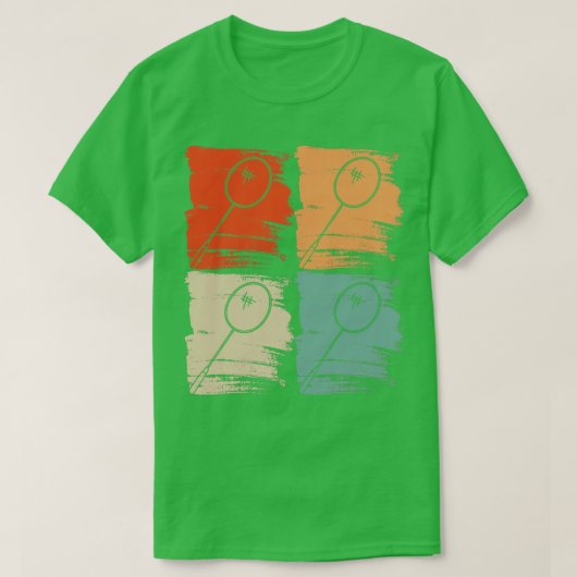 Badminton Racket Badminton Retro T-Shirt (Design vorne)