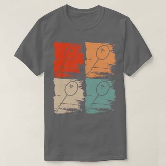 Badminton Racket Badminton Retro T-Shirt (Design vorne)