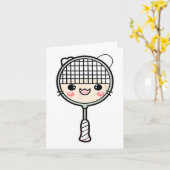 Badminton Racket Cartoon Face Shuttle Player Karte (Gelbe Blume)