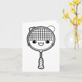 Badminton Racket Cartoon Look Shuttle Game Karte (Gelbe Blume)