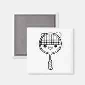 Badminton Racket Cartoon Look Shuttle Game Magnet (Vorderseite/Rückseite)