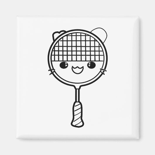 Badminton Racket Cartoon Look Shuttle Game Magnet (Vorne)