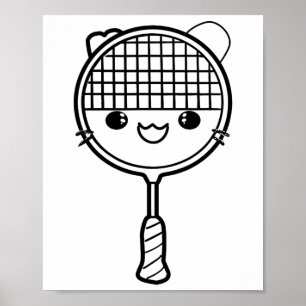 Badminton Racket Cartoon Look Shuttle Game Poster