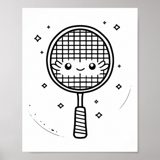 Badminton Racket Comic Shuttle Poster (Vorne)