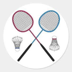 Badminton Rackets Birdies Shuttlecocks Runder Aufkleber