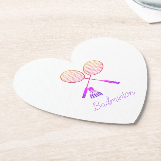 Badminton Rackets Shuttlecock Birdie Ombre Herz Untersetzer (angewinkelt)