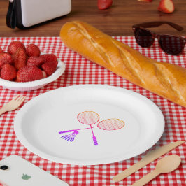 Badminton Rackets Shuttlecock Birdie Ombre Pappteller