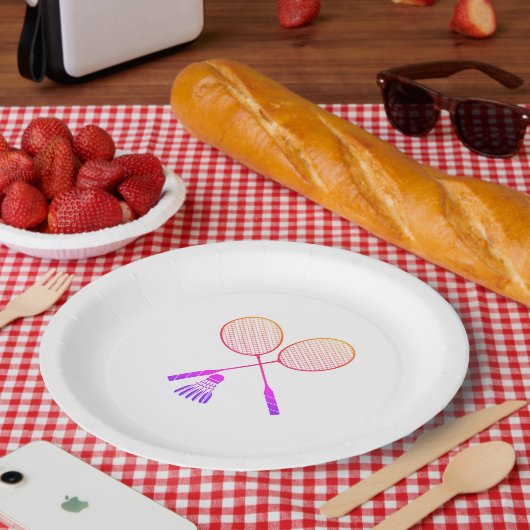 Badminton Rackets Shuttlecock Birdie Ombre Pappteller (Picknick)