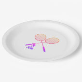 Badminton Rackets Shuttlecock Birdie Ombre Pappteller (Schrägansicht)