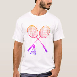 Badminton Rackets Shuttlecock Birdie Ombre T-Shirt