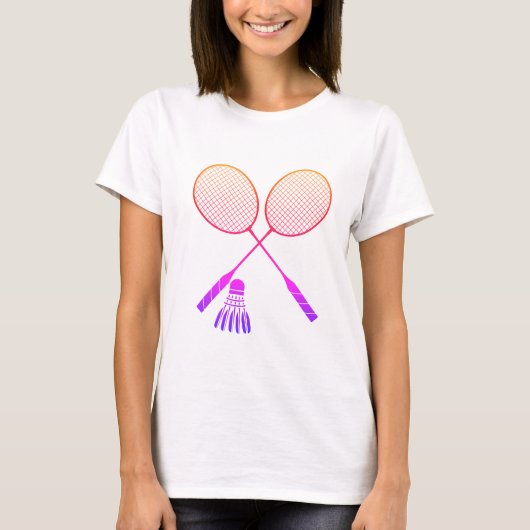 Badminton Rackets Shuttlecock Birdie Ombre T-Shirt (Vorderseite)