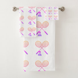 Badminton Rackets Shuttlecock Birdie Pattern Badhandtuch Set