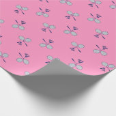 Badminton Racquet Muster Pink Geschenkpapier (Ecke)