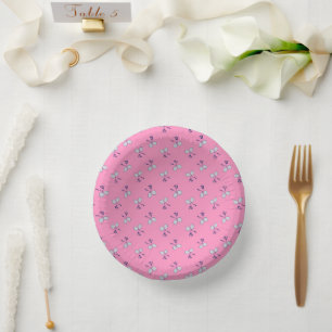 Badminton Racquet Muster Pink Pappteller
