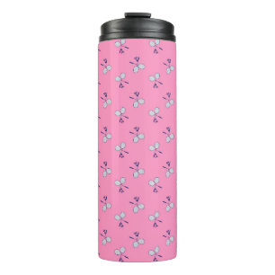 Badminton Racquet Muster Pink Thermosbecher