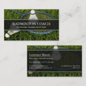 Badminton Raquet - School Coach Business Card Visitenkarte (Vorne/Hinten)