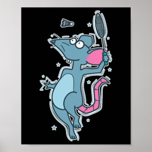 Badminton Rat Poster