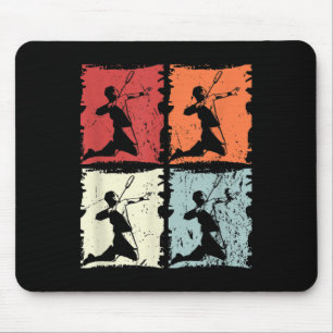 Badminton Retro Badminton Player, Shuttle Mousepad