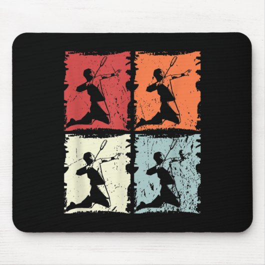 Badminton Retro Badminton Player, Shuttle Mousepad (Vorne)