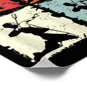 Badminton Retro Badminton Player, Shuttle Poster (Ecke)