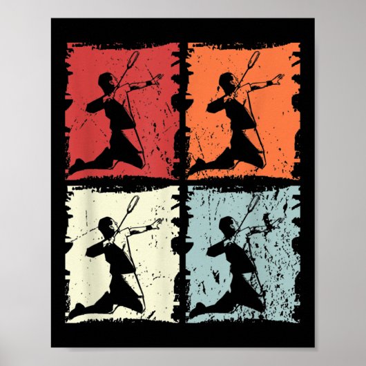Badminton Retro Badminton Player, Shuttle Poster (Vorne)