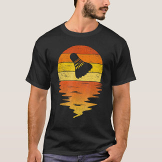 Badminton Retro-Sonnenuntergang 70er Vintag Badmin T-Shirt