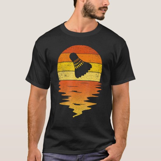 Badminton Retro-Sonnenuntergang 70er Vintag Badmin T-Shirt (Vorderseite)