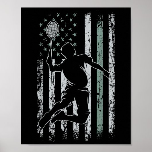 Badminton Retro USA Flaggenschiff 4. Juli Badmi Poster (Vorne)